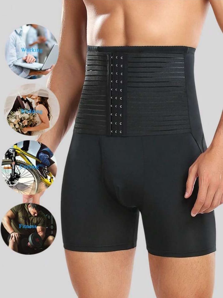 Men's High-Waist Compression Shapewear Shorts – Waist Trainer Tummy Control Boxer